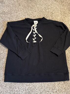 Aerie Boack Lace-Up Pullover Sweatshirt- M